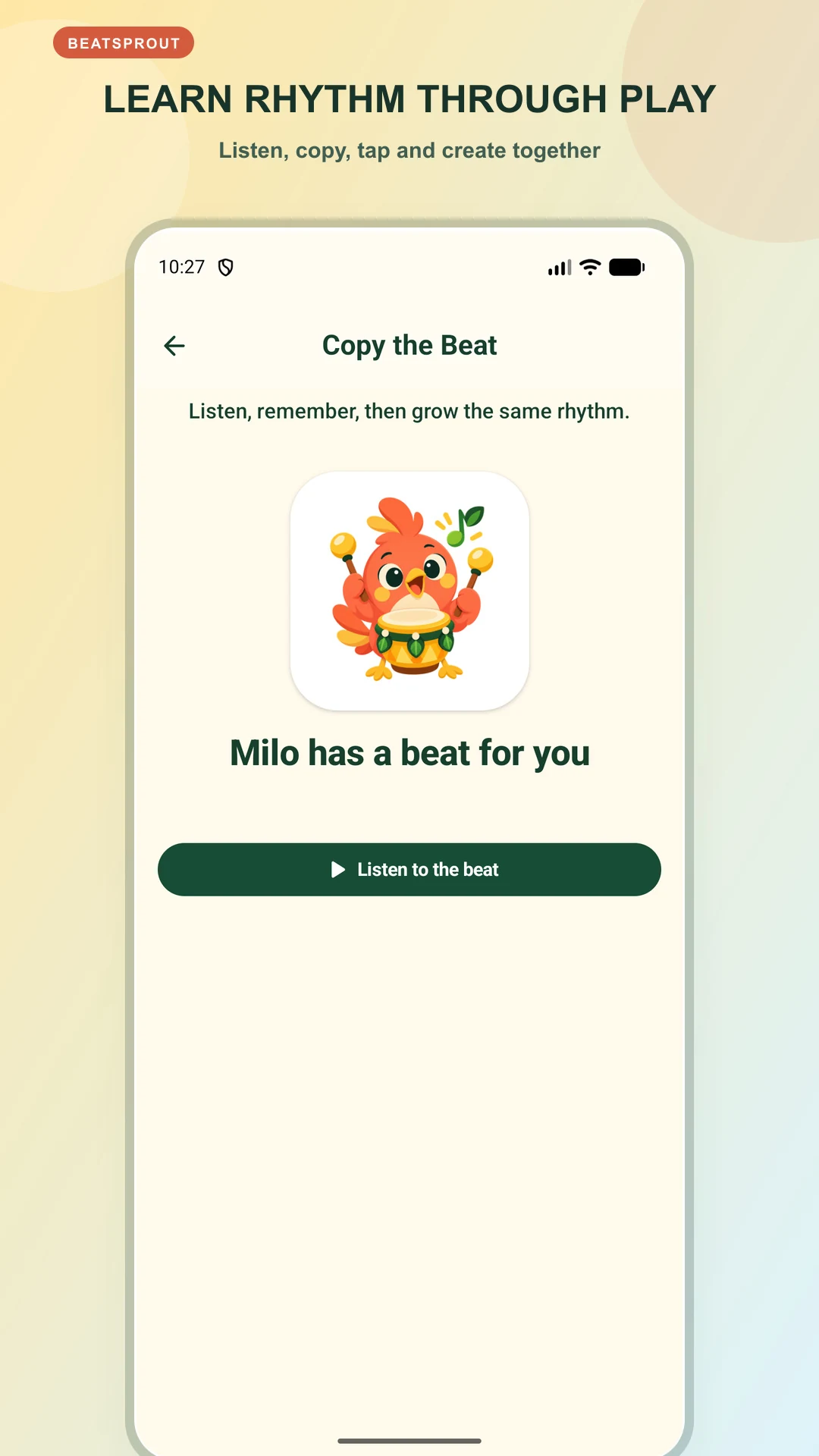 BeatSprout Copy the Beat rhythm learning activity